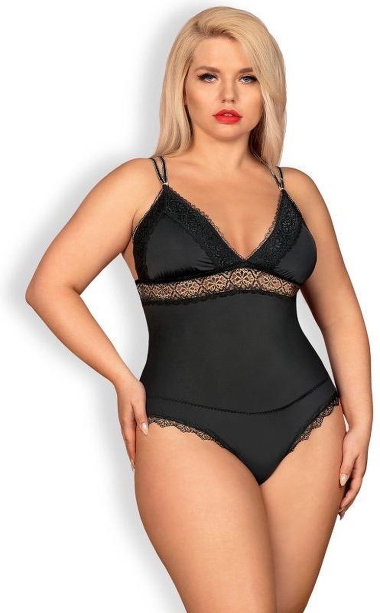 Obsessive Lolitte Teddy - Erotische Lingerieset - Maat XXL - Zwart