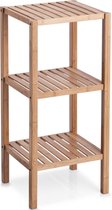 Bamboe houten bijzet kastje bruin met 3 open planken 37 x 80 cm - Woondecoratie - Keuken/badkamer accessoires/benodigdheden - Bijzetkastjes - Open kastjes met planken
