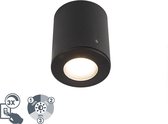 QAZQA Franca - Moderne LED Dimbare Plafondspot | Spotje | Opbouwspot met Dimmer - 1 lichts - Ø 90 mm - Zwart - Buitenverlichting