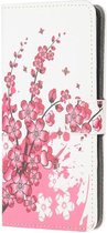 Samsung Galaxy A21s Portemonnee Hoesje met Pruimenbloesem Print