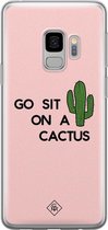 Samsung S9 hoesje siliconen - Go sit on a cactus | Samsung Galaxy S9 case | Roze | TPU backcover transparant