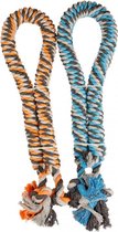 Duvo+ Getwist katoen touw met knopen Blauw/oranje Ø4,4cm - 120cm, GEEN KLEURKEUZE MOGELIJK !