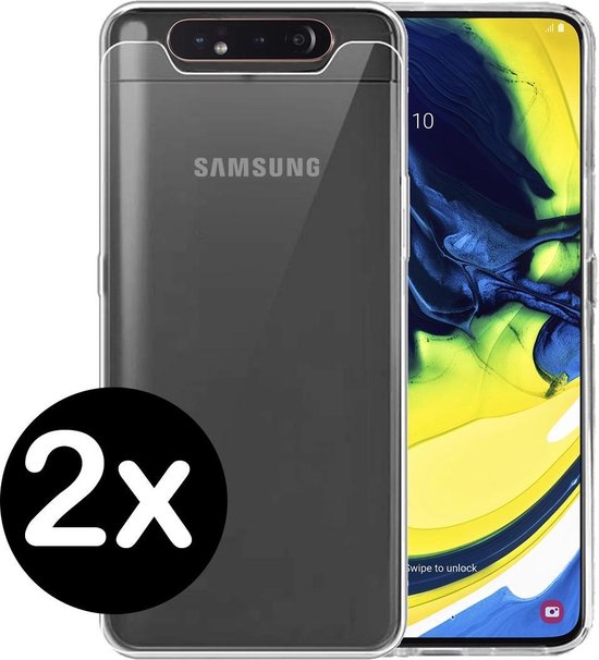 Coque en silicone transparente pour Samsung A80/A90 avec indication '2x'.