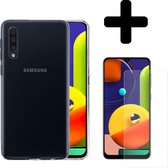 Hoesje Geschikt voor Samsung A50s Hoesje Siliconen Case Hoes Met Screenprotector - Hoes Geschikt voor Samsung Galaxy A50s Hoes Cover Case - Transparant
