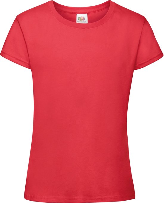 Fruit Of The Loom Meisjes Zachtgesponnen T-shirt  Korte Mouwen (2 stuks) (Rood)