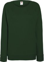Fruit OF The Loom Dames Getailleerd lichtgewicht raglan sweatshirt (240 GSM) (Bottle Groen)