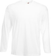 Fruit Of The Loom Heren Valuegewicht T-shirt met ronde hals en lange mouwen (Wit)