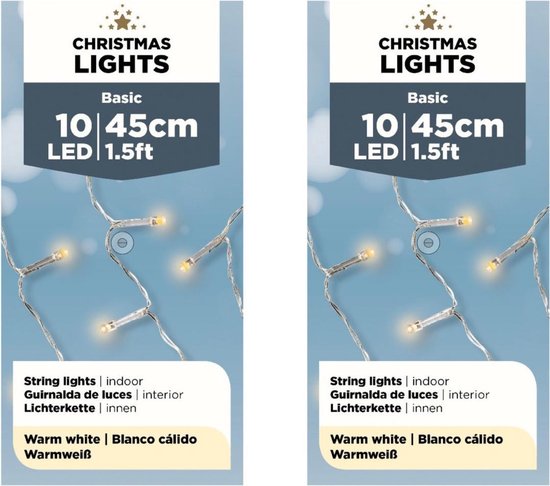 2x stuks kerstverlichting op batterij warm wit 10 lampjes - Vaas  verlichting -... | bol.com