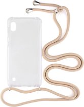 Shop4 - Geschikt voor Samsung Galaxy A10 Hoesje - Zachte Back Case met Koord Beige