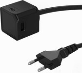 Designnest USB Cube Extended A + C - 4 USB poorten 2 x USB A en 2 x USB C - 1.5 meter kabel - zwart - Telefoon oplader - universele oplaad stekker – PowerCube