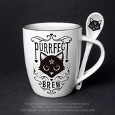 Alchemy - Purrfect Brew Mok/beker met lepel set - Wit/Zwart