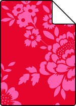 Proefstaal ESTAhome behang bloemen rood en roze - 115724 - 26,5 x 21 cm