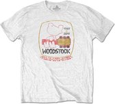 Woodstock - Peace Love Music Heren T-shirt - M - Wit