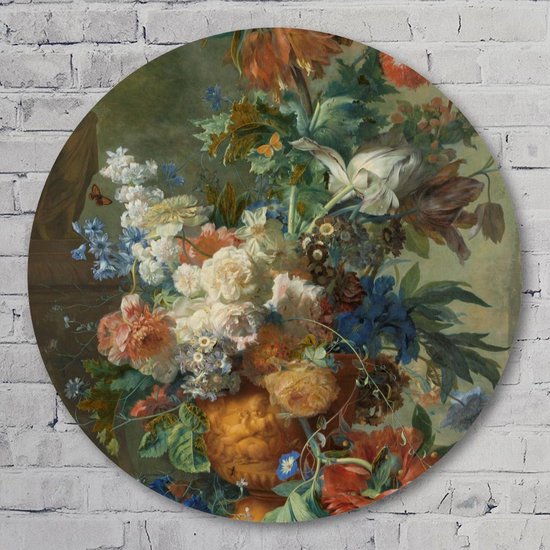 Muurcirkel ⌀ | Stilleven met bloemen - Jan van Huysum | Kunststof Forex