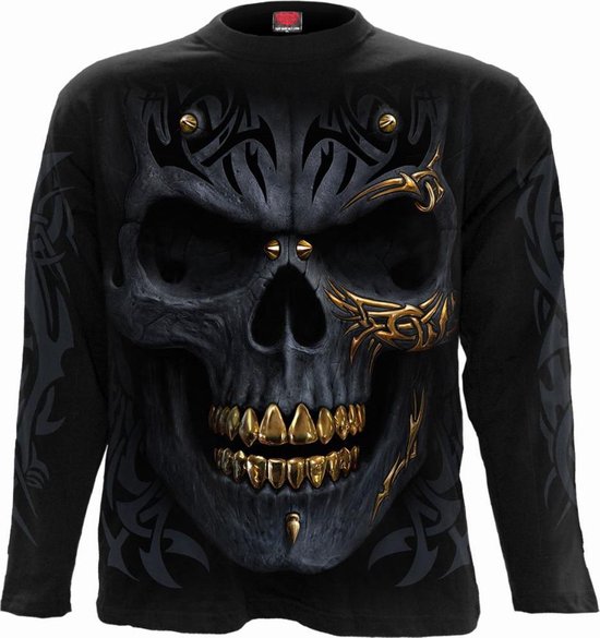 Foto: Spiral longsleeve shirt m black gold zwart