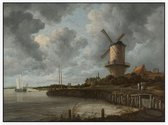 De molen bij Wijk bij Duurstede, Jacob van Ruisdael - Foto op Akoestisch paneel - 80 x 60 cm