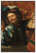 Een vrolijke vioolspeler, Gerard van Honthorst - Foto op Akoestisch paneel - 150 x 225 cm