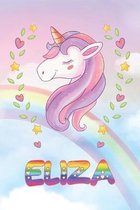 Eliza: Eliza Unicorn Notebook Rainbow Journal 6x9 Personalized Customized Gift For Someones Surname Or First Name is Eliza