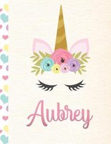 Aubrey: Personalized Unicorn Sketchbook For Girls With Pink Name - 8.5x11 110 Pages. Doodle, Sketch, Create!