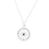 Jewelryz | Ketting Windroos Kompas | 925 zilver met Swarovski | Halsketting Dames Sterling Zilver | 50 cm