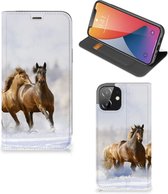 Wallet Book Case Geschikt voor iPhone 12 | Geschikt voor iPhone 12 Pro Smart Cover Hoesje Paarden