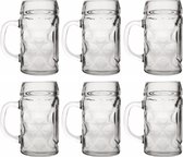 Bierpullen/Bierglazen 0,5 liter van hard glas - 6x stuks - Bierfeest/Oktoberfest glazen