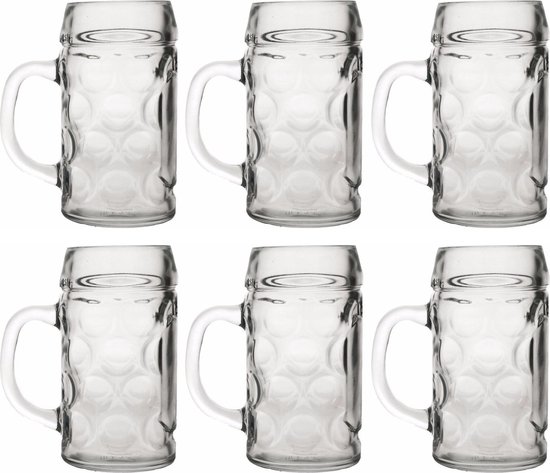 Bierpullen/Bierglazen 0,5 liter van hard glas - 6x stuks - Bierfeest/Oktoberfest  glazen | bol.com