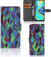 Bookcase Xiaomi Redmi Note 9 Pro | Note 9S Hoesje Abstract Green Blue