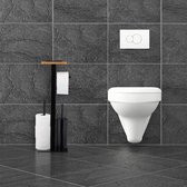 Relaxdays toiletrolhouder - wc garnituur - wc rolhouder - reserverolhouder - met plankje