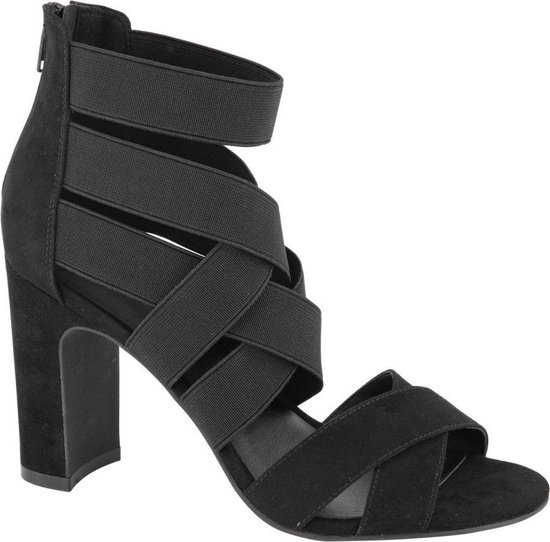 Graceland Dames Zwarte sandalette elastische banden - Maat 39 | bol.com