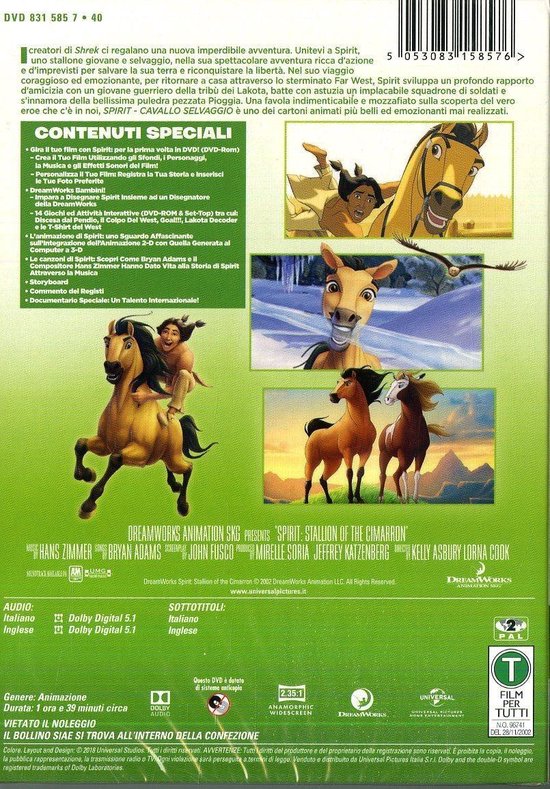 Universal Pictures Spirit. Cavallo selvaggio DVD 2D Engels, Italiaans