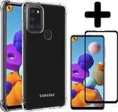 Samsung Galaxy A21S Hoesje Transparant Met Screenprotector Full Cover
