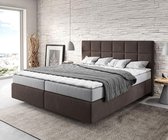 Bed Dream-Fine bruin 180x200 cm met matras en topper Boxspring-bed