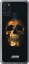 Samsung Galaxy A21s Hoesje Transparant TPU Case - Gold Skull #ffffff