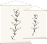 Rozentak zwart-wit Schets (Rose Branch) - Foto op Textielposter - 45 x 60 cm