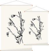 Geelhartje zwart-wit (Linum Cartharticum) - Foto op Textielposter - 40 x 60 cm