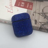 Let op type!! Diamonds glitter koptelefoon schokbestendig beschermende case voor Apple AirPods 1/2 (blauw)