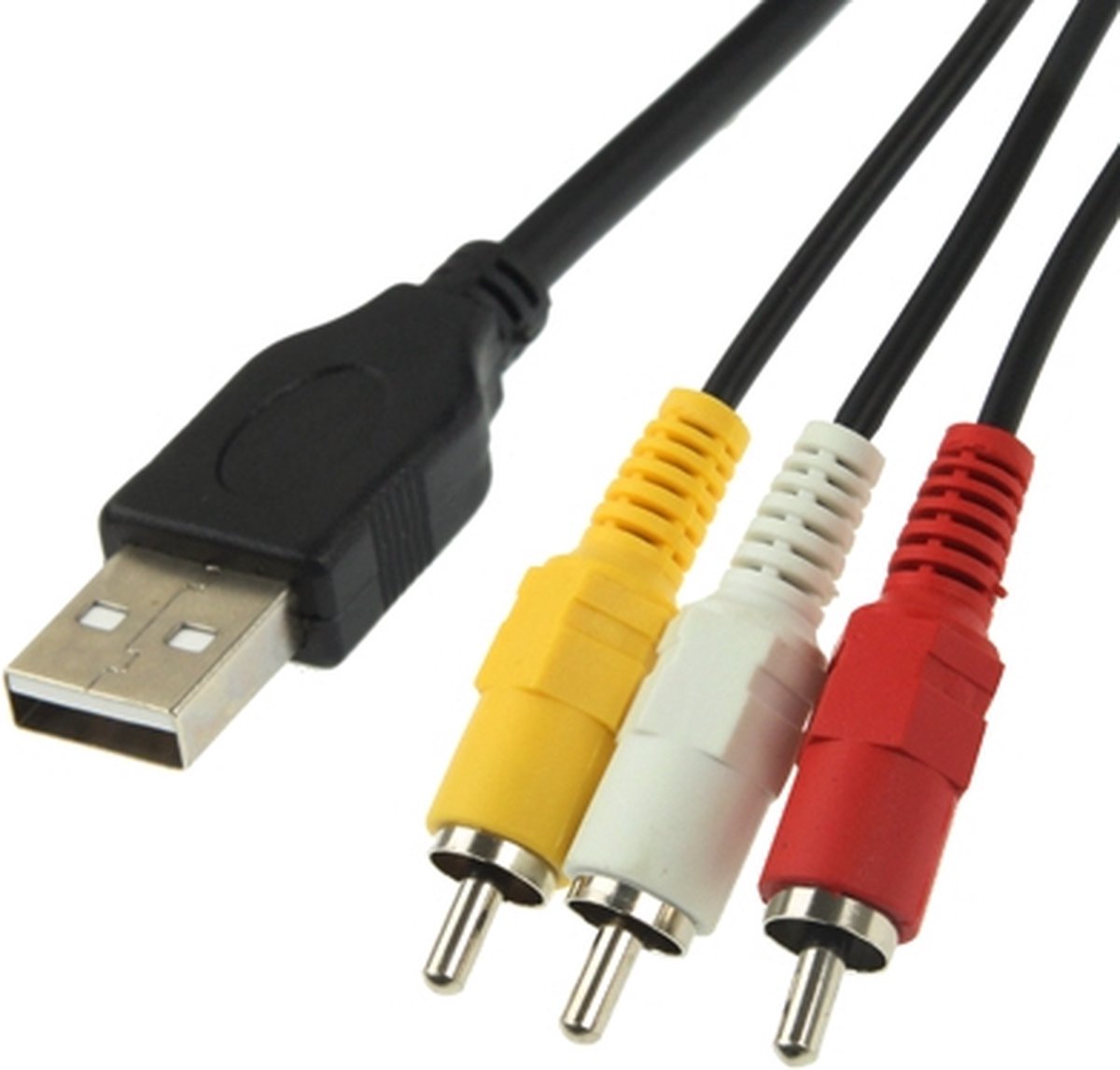 USB to 3 x RCA Male Kabel, Lengte: 1.5m