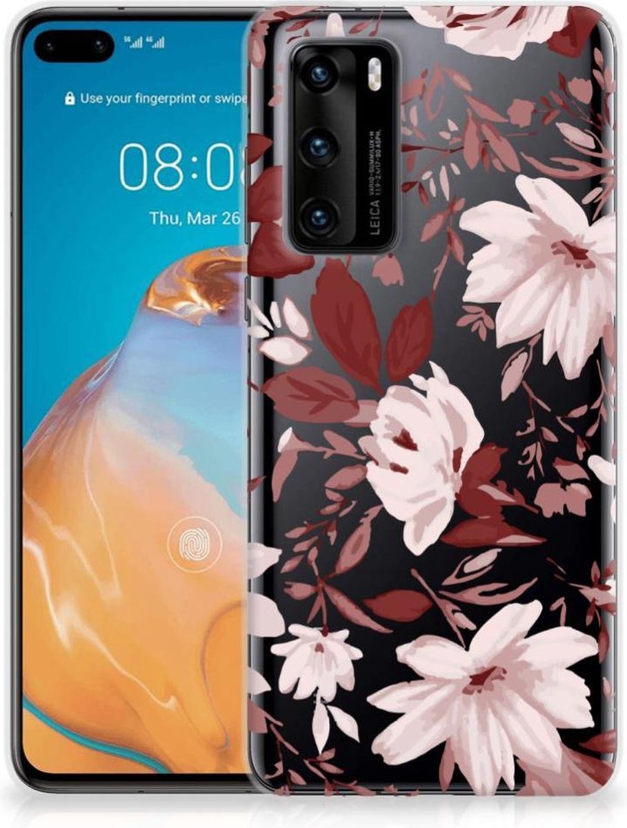 Back Cover voor Hoesje maken Huawei P40 Watercolor Flowers