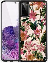 Leuk TPU Back Case Geschikt voor Samsung Galaxy S20 Telefoon Hoesje met Zwarte rand Bloemen