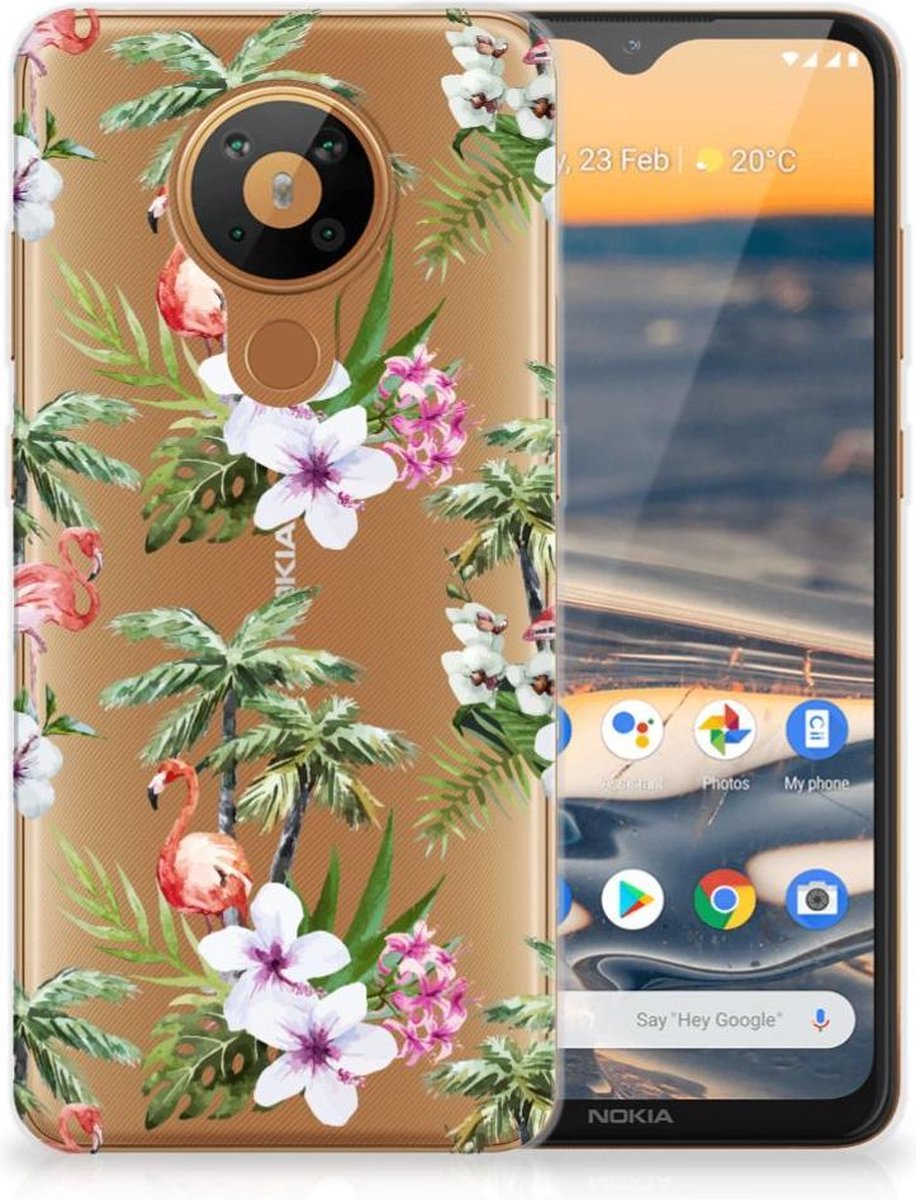 Nokia 5.3 TPU Hoesje Flamingo Palms