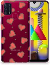 Silicone Hoesje Geschikt voor Geschikt voor Samsung Galaxy M31 Transparant Hoesje Super als Sinterklaas Cadeautje Hearts