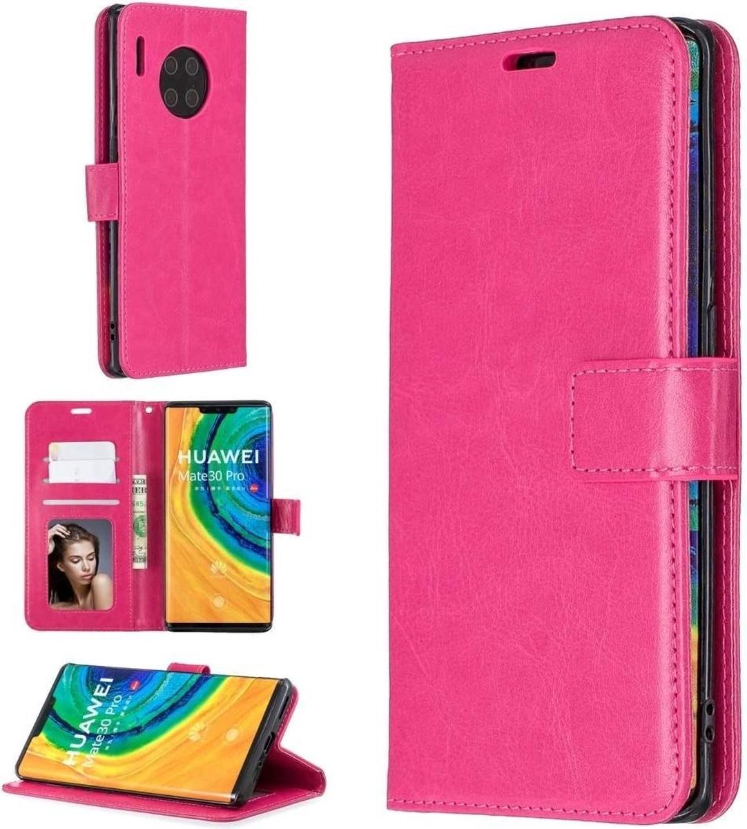 Huawei Mate 30 Pro hoesje book case roze