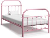 vidaXL Bedframe metaal roze 100x200 cm