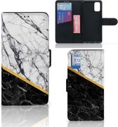 Mobiel Case Geschikt voor Samsung Galaxy A41 GSM Hoesje Marble White Black