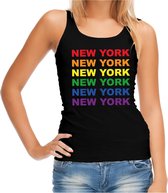 Regenboog New York gay pride / parade zwarte tanktop voor dames - LHBT evenement tanktops kleding S