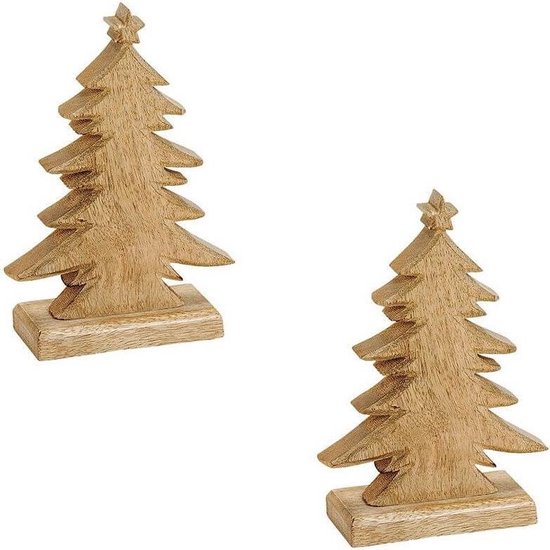 2x Kerstdecoratie houten kerstbomen / kerstboompjes 20 cm - Vensterbank  kerstdecoratie... | bol.com