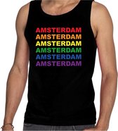 Regenboog Amsterdam gay pride / parade zwarte tanktop voor heren - LHBT evenement tanktops kleding L