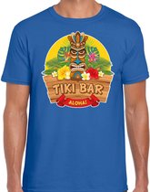 Hawaii feest t-shirt / shirt tiki bar Aloha voor heren - blauw - Hawaiiaanse party outfit / kleding/ verkleedkleding/ carnaval shirt XL