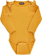 Me Too - baby romper - rib - lange mouwen - roesjes - geel - Maat 62